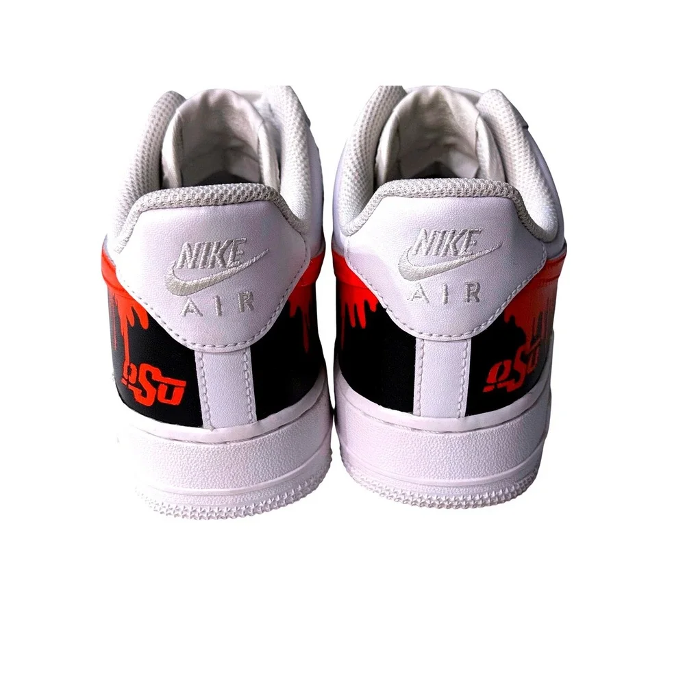 Nike Air‎ Force 1 Low OSU Custom White Orange Black Boys Sneakers 7.5Y
